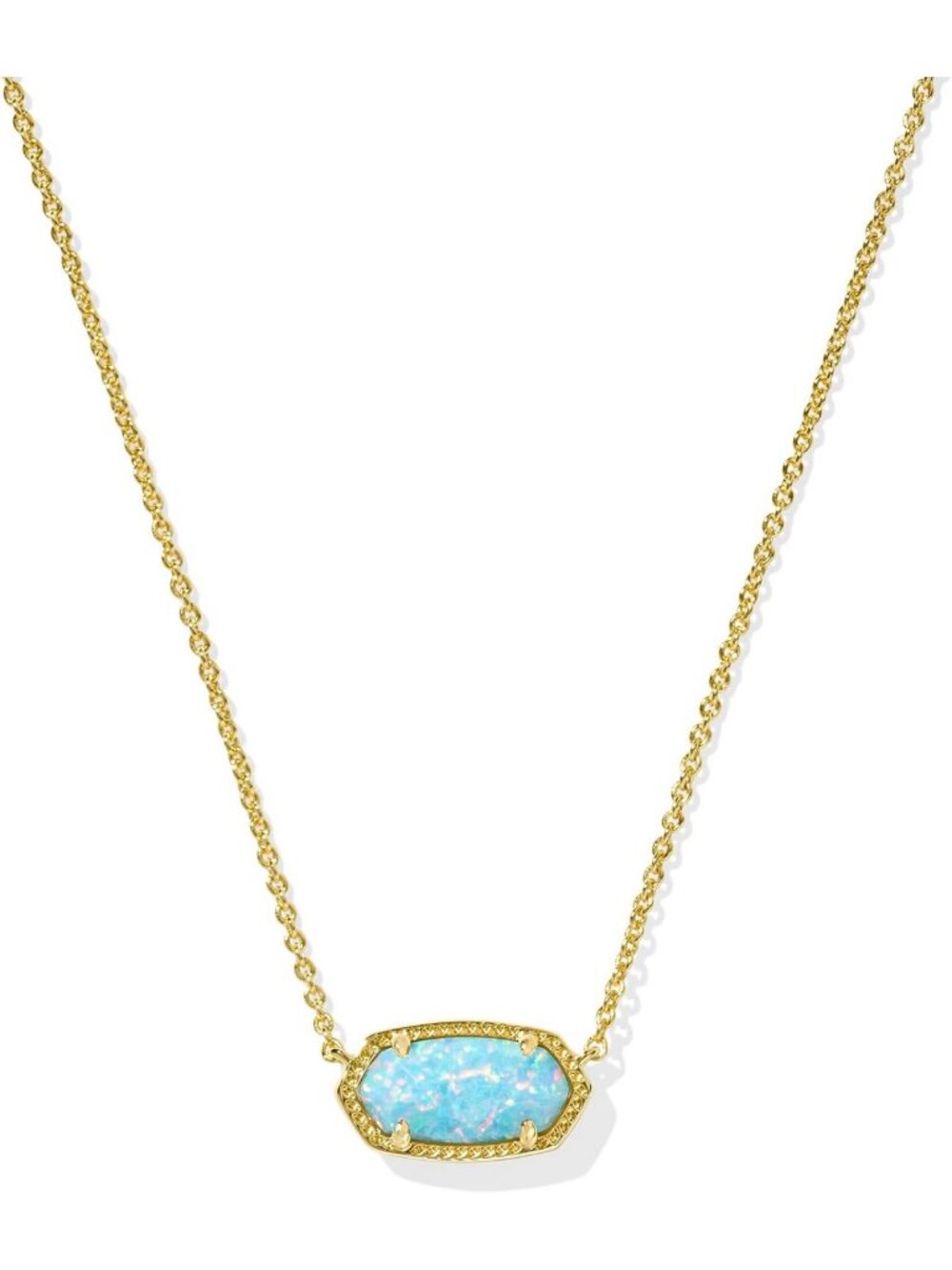 Stylish Gold-Plated Pendant Necklace for Women, Light Teal Opal Fashion Jewelry